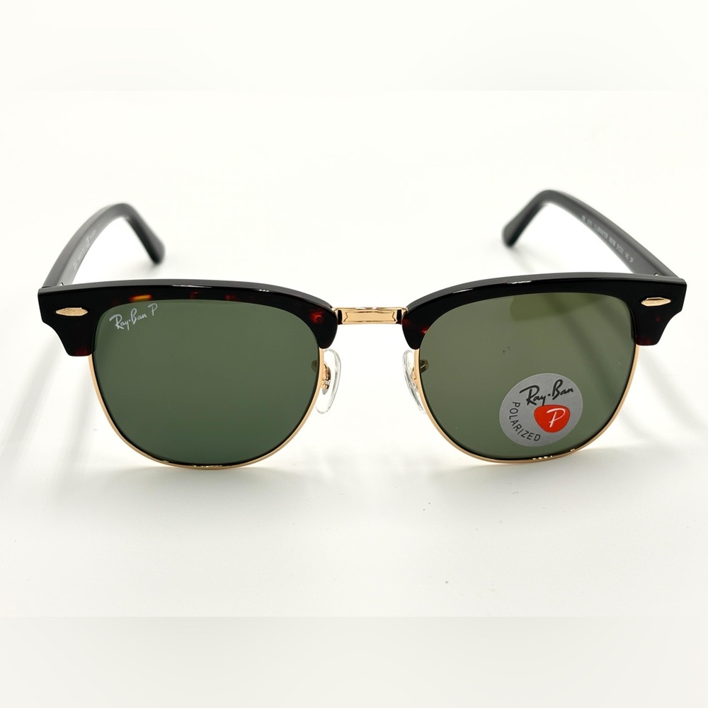 Ray-Ban Polarized Clubmaster Sunglasses Classic Hipster 990/58 Tortoise 51mm - Picture 14 of 14